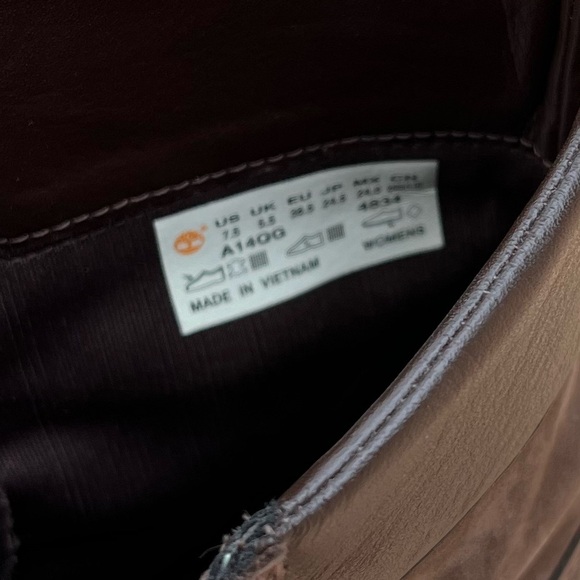 TIMBERLAND Glancy Heeled Boot Brown Lug Sole Lace Up 7.5 LIKE NEW Revolve 6” - Picture 13 of 14